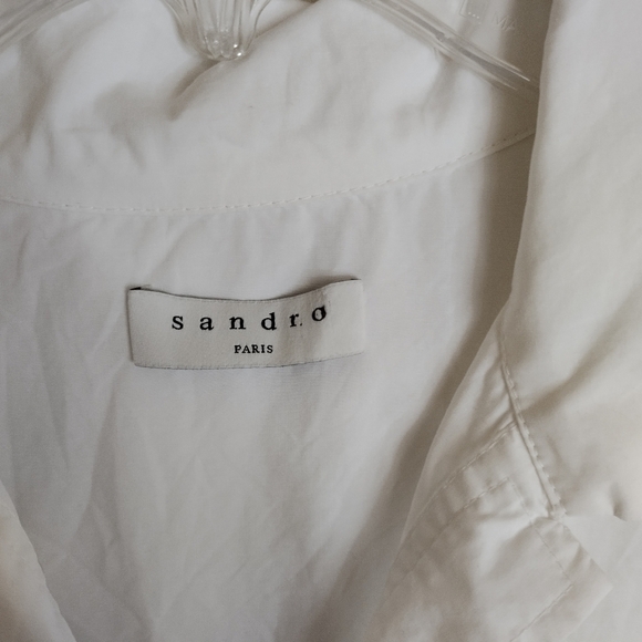 Sandro Abby oversized cotton shirt sleeve button down shirt sz 8 - Picture 5 of 9